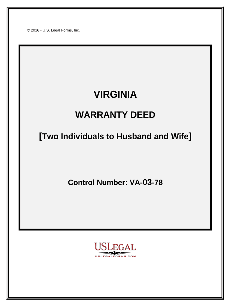 Warranty Deed from Two Individuals to Husband and Wife Virginia  Form