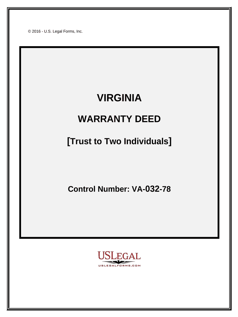 Warranty Deed Trust to Two Individuals Virginia  Form
