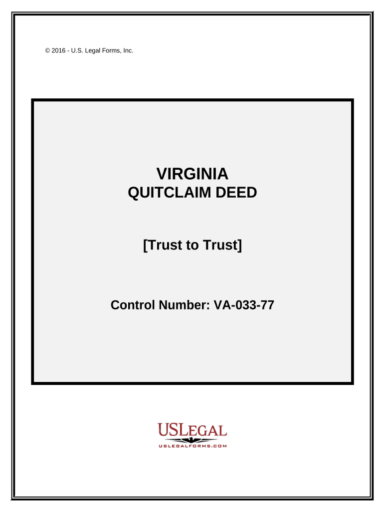 Quitclaim Deed from Trust to Trust Virginia  Form