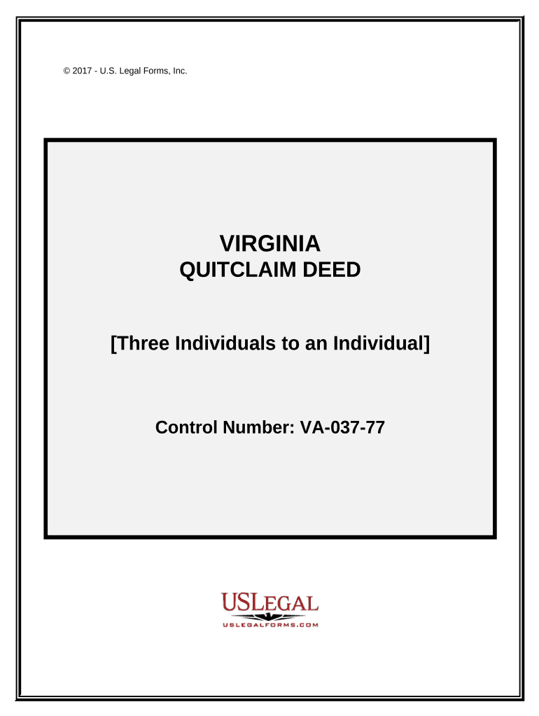 Quitclaim Deed Three Individuals to an Individual Virginia  Form