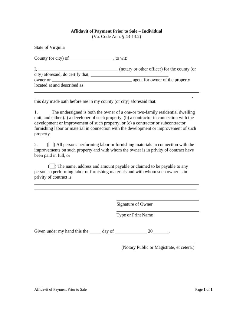 Va Affidavit  Form