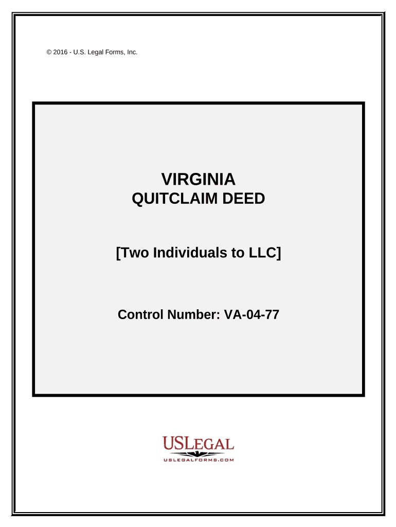Quitclaim Deed by Two Individuals to LLC Virginia  Form