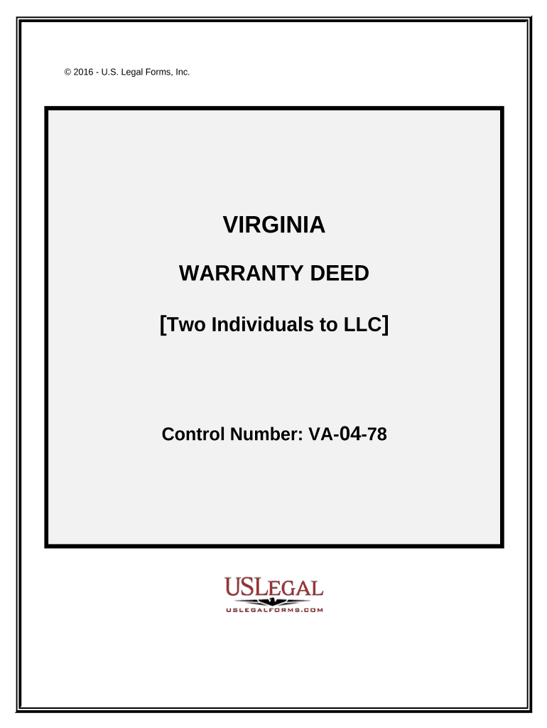 Warranty Deed from Two Individuals to LLC Virginia  Form