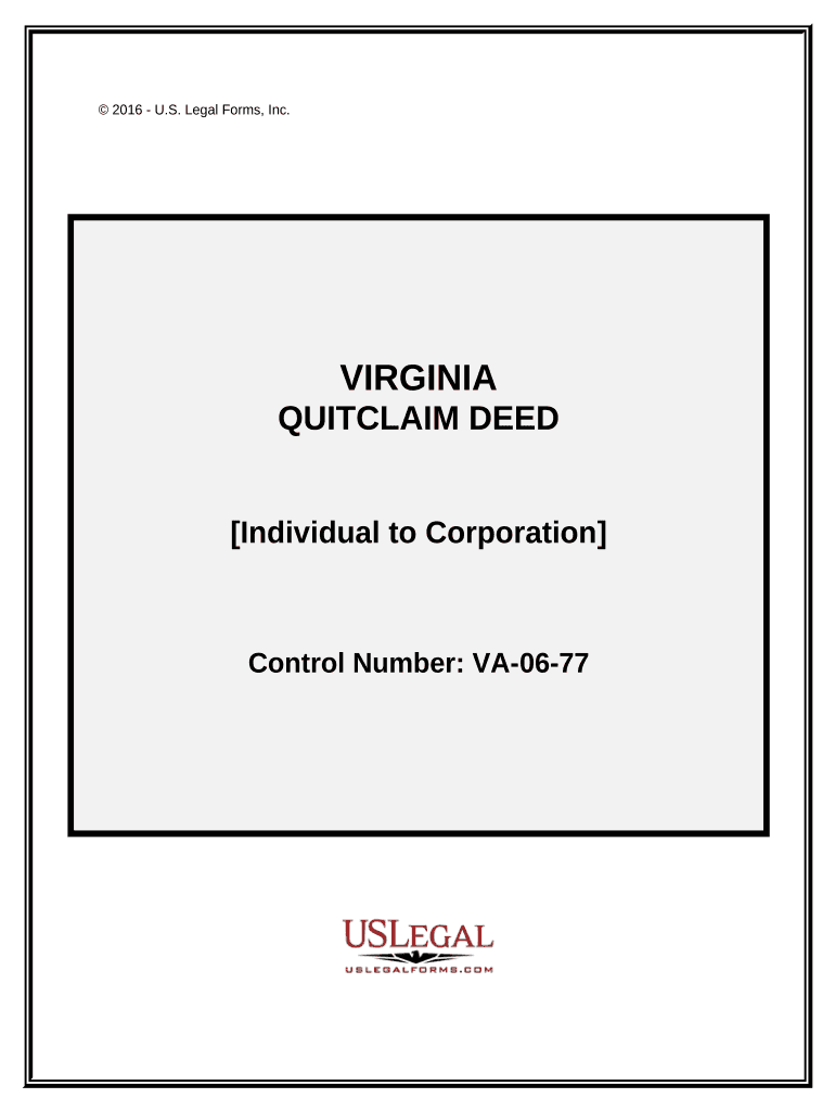 Quitclaim Deed from Individual to Corporation Virginia  Form
