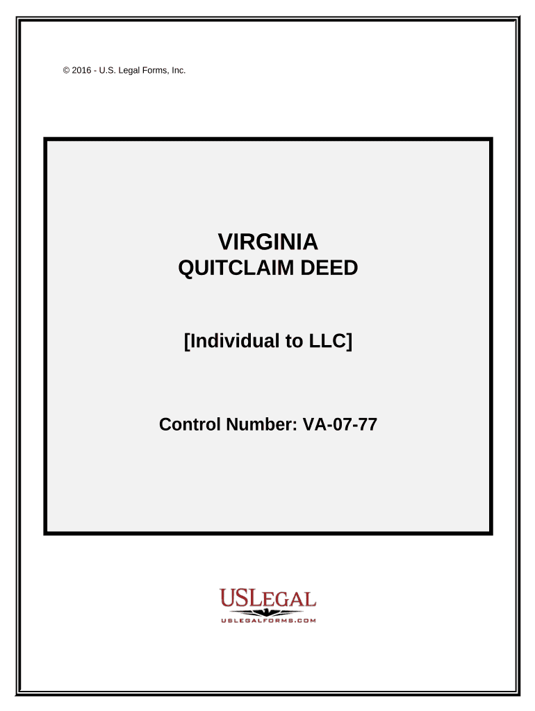 Quitclaim Deed from Individual to LLC Virginia  Form