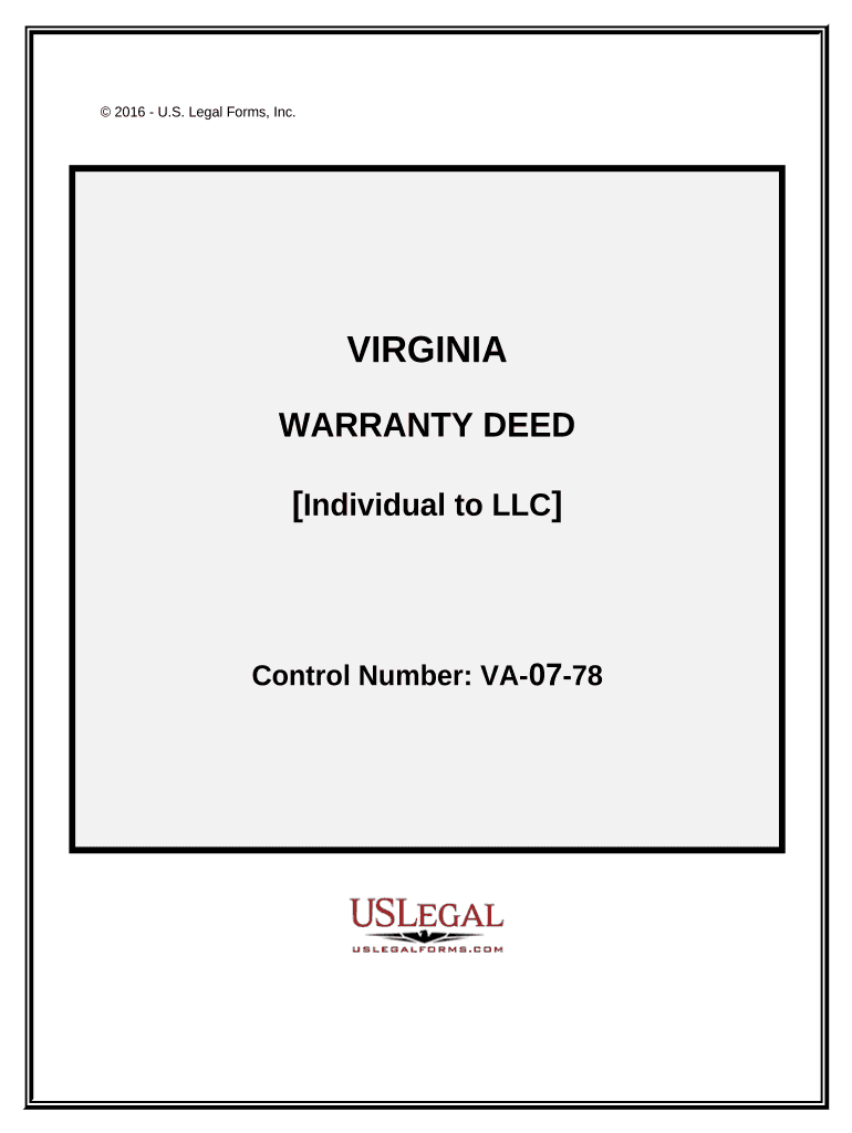 Warranty Deed from Individual to LLC Virginia  Form