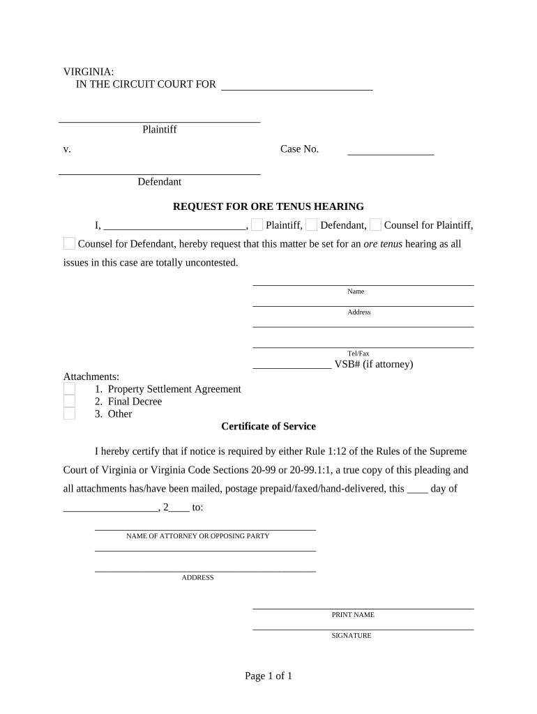 Tenus Hearing  Form