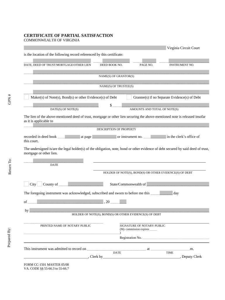 Fill and Sign the Virginia Certificate Satisfaction Form