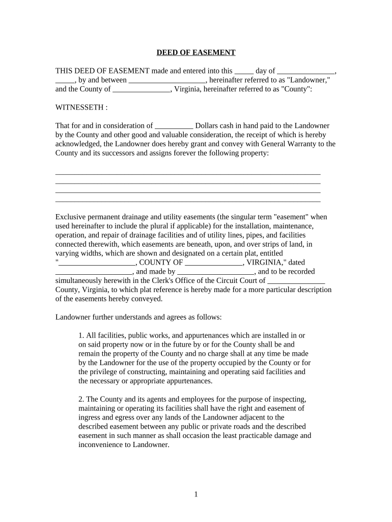 Virginia Easement Rights  Form