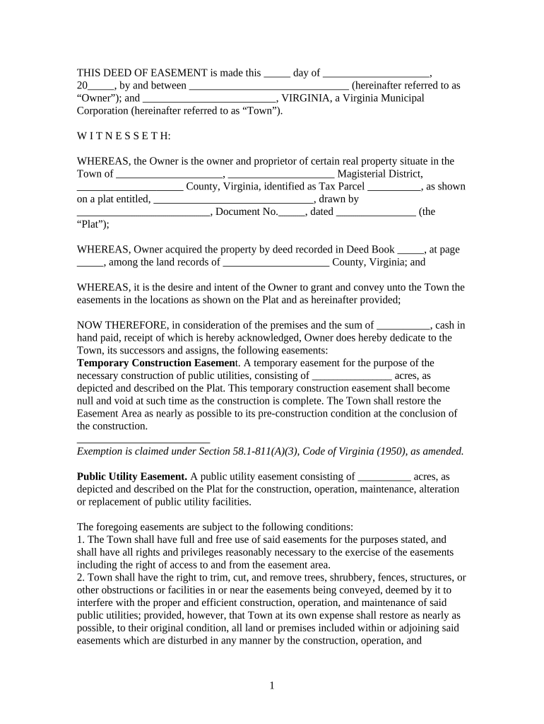 Public Utility Easement  Form