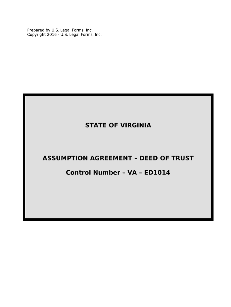 Assumption Agreement of Deed of Trust and Release of Original Mortgagors Virginia  Form