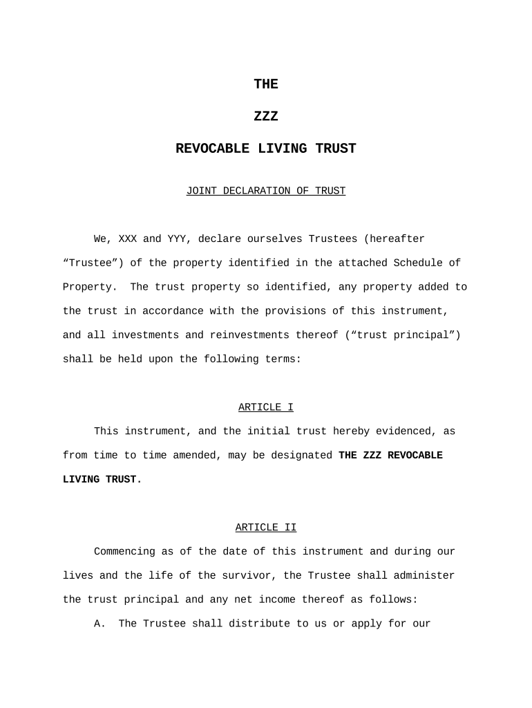 Revocable Trust Trustees  Form
