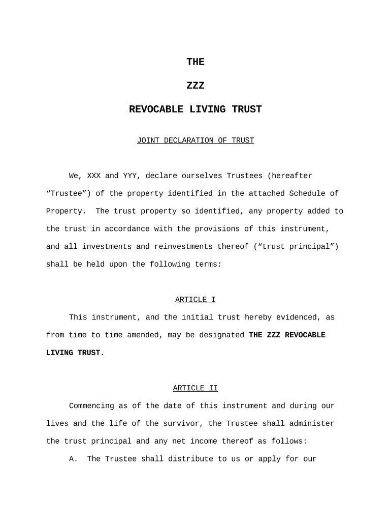 Revocable Living Trust Form