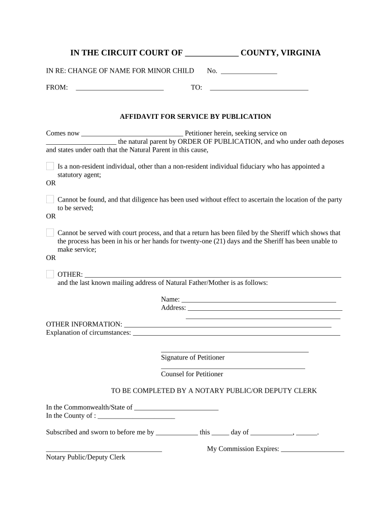 Affidavit Name Change Form