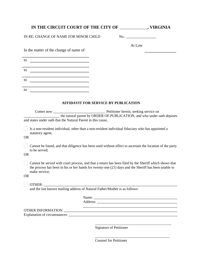 Virginia Service Publication  Form