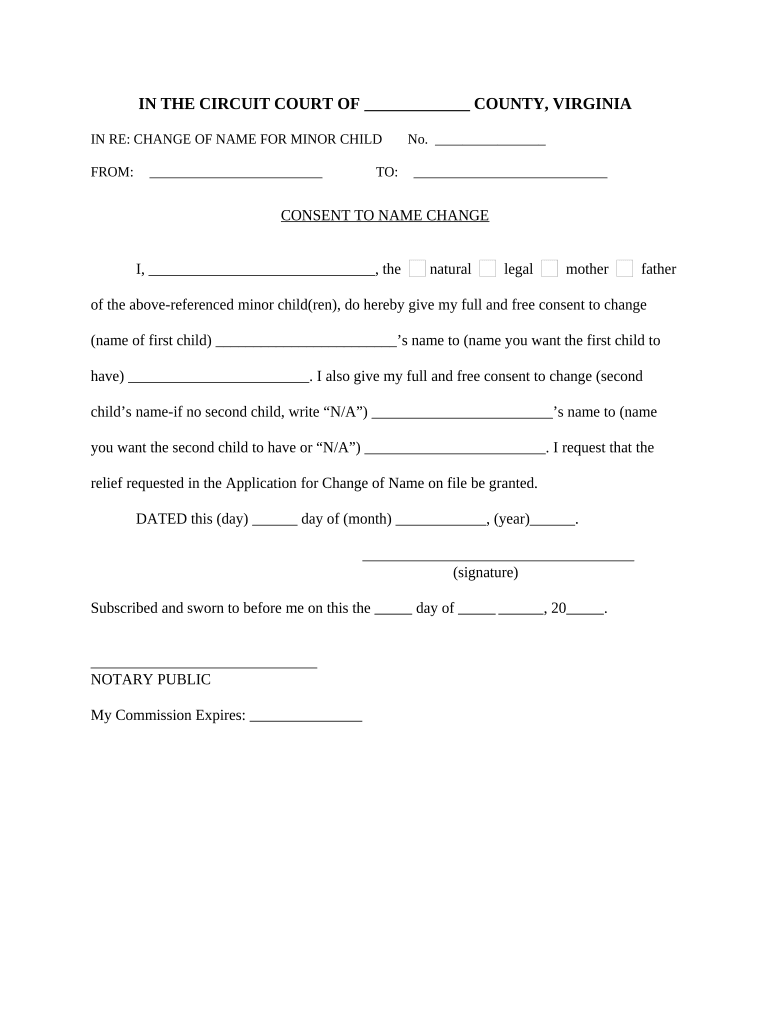 Consent Change Form