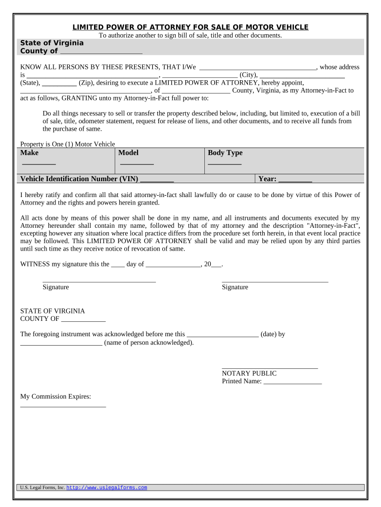 Virginia Sale Vehicle  Form