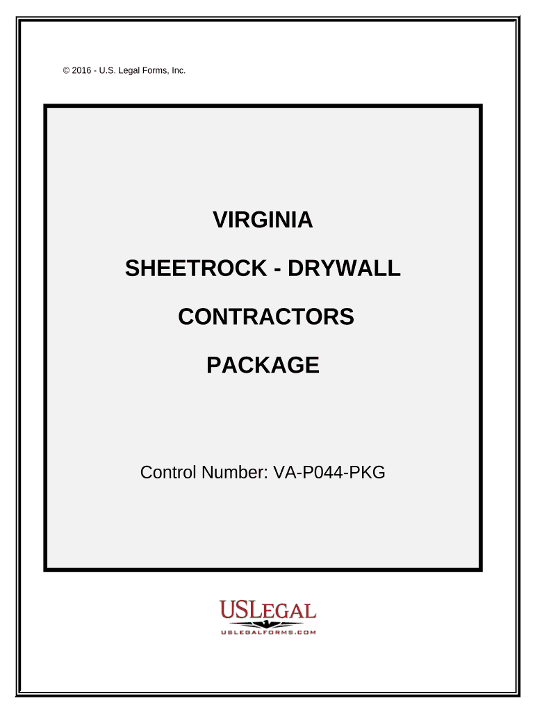 Sheetrock Drywall Contractor Package Virginia  Form