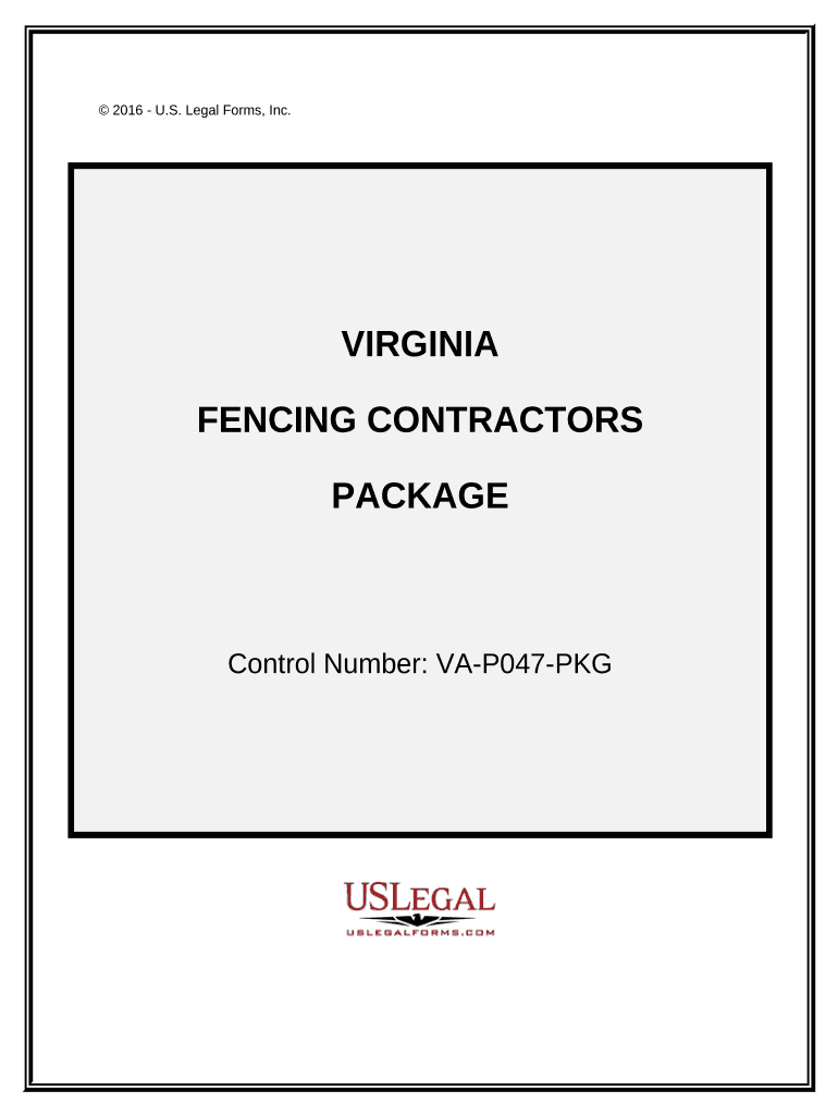 Fencing Contractor Package Virginia  Form