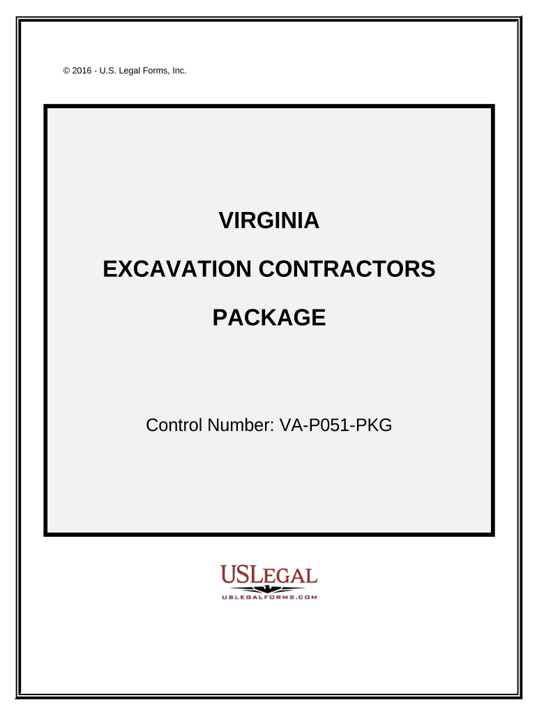 Excavation Contractor Package Virginia  Form