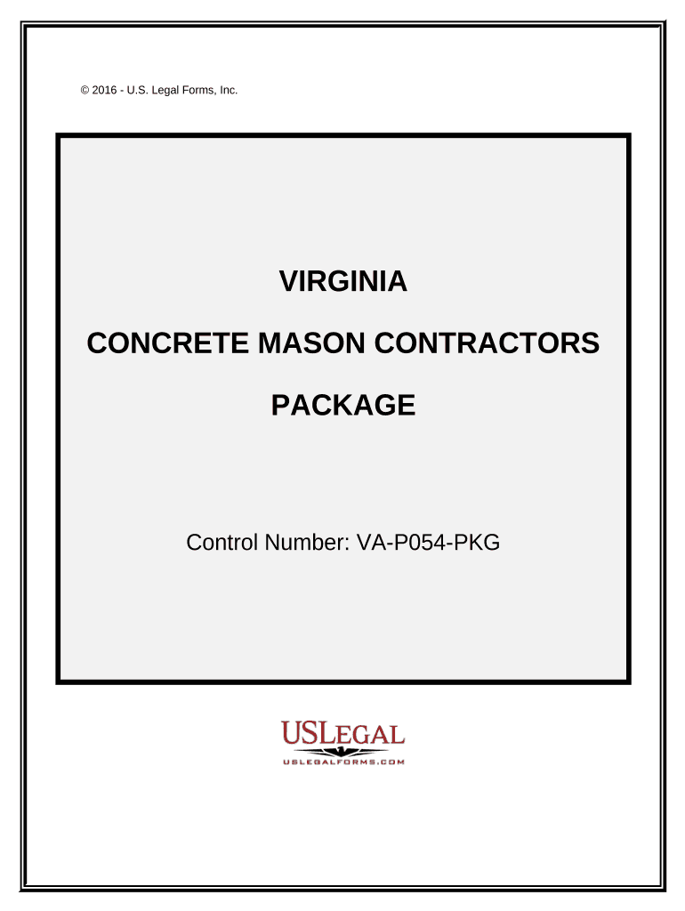 Concrete Mason Contractor Package Virginia  Form