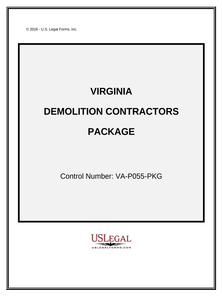 Demolition Contractor Package Virginia  Form