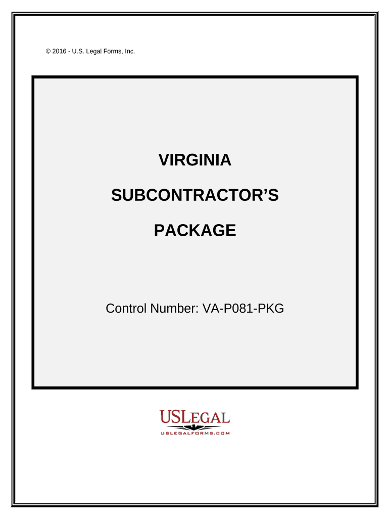 Subcontractors Package Virginia  Form