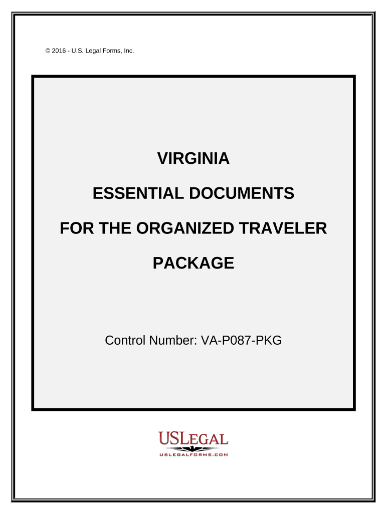 Essential Documents for the Organized Traveler Package Virginia  Form