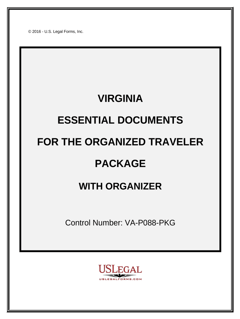 Essential Documents for the Organized Traveler Package with Personal Organizer Virginia  Form