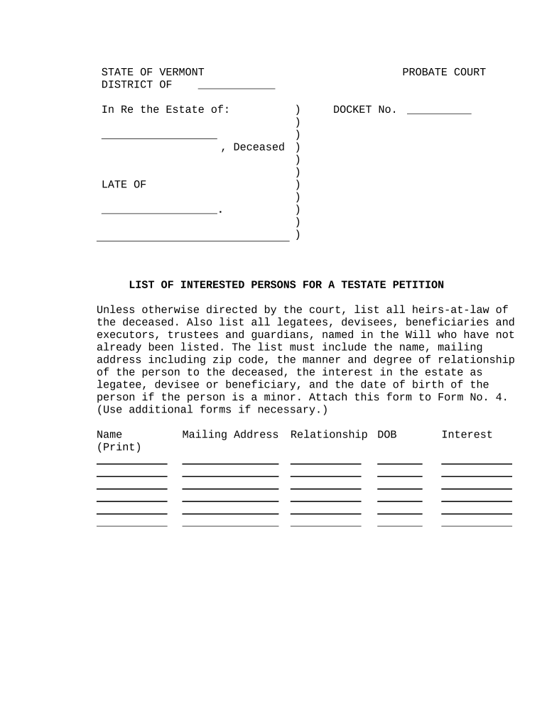 Vermont Interested Persons  Form