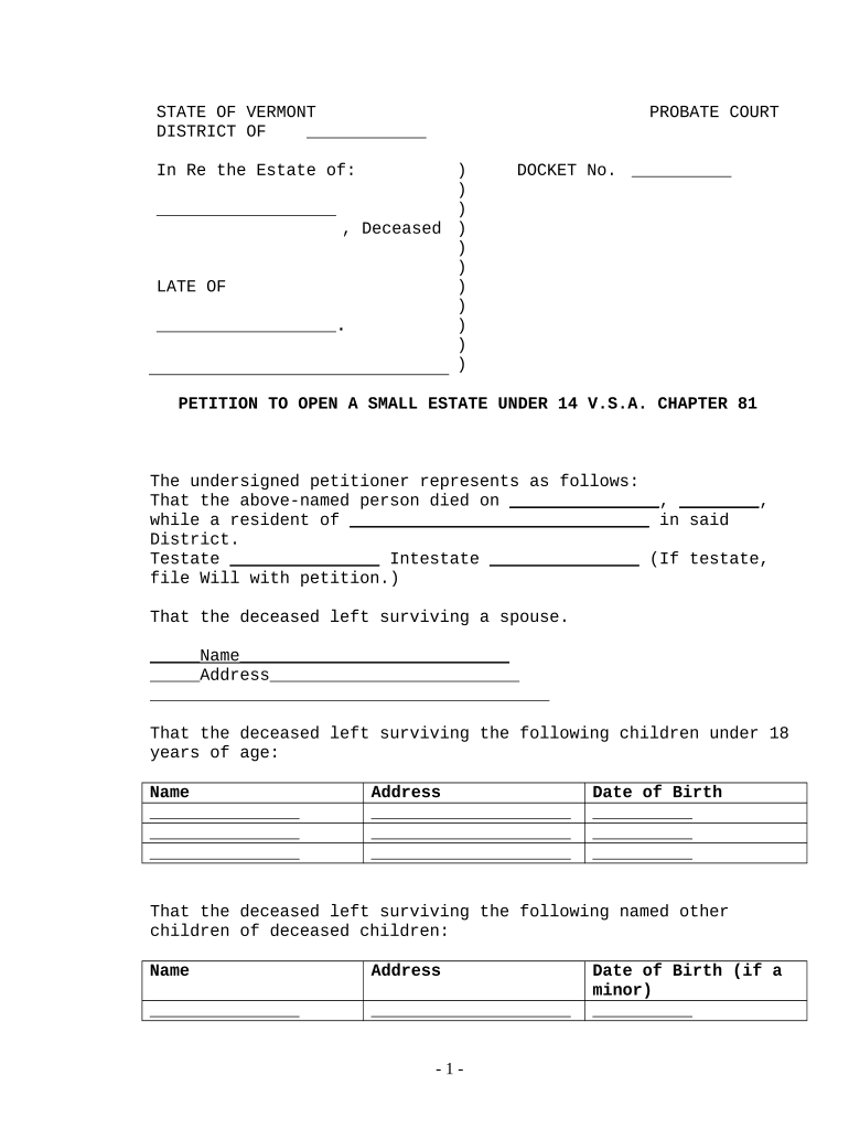 Petition Open Estate  Form