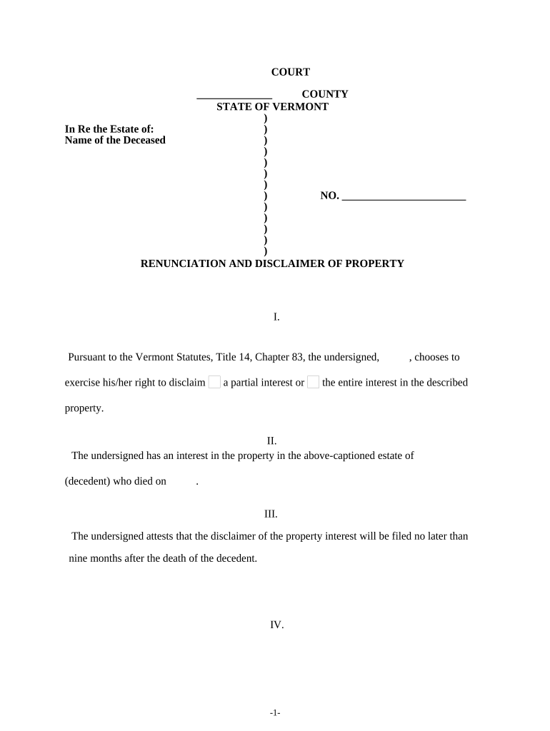 Disclaimer Property Sample  Form