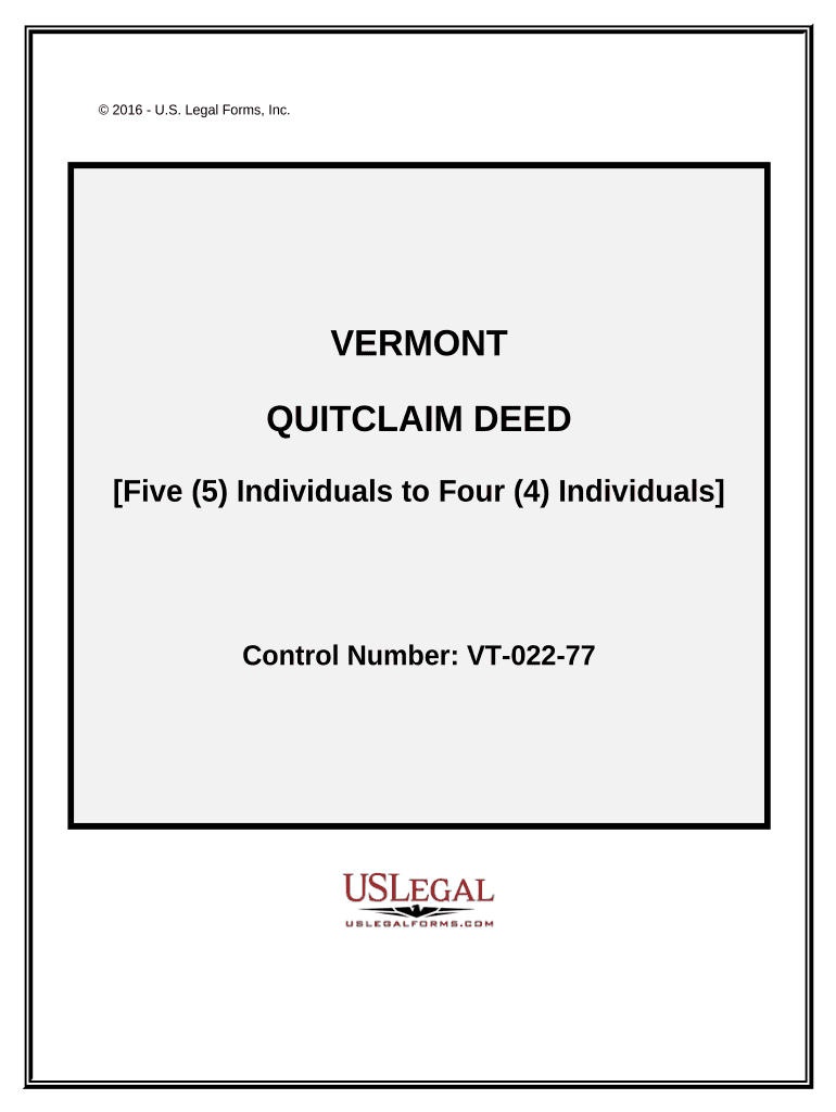 Vermont Quitclaim Deed  Form