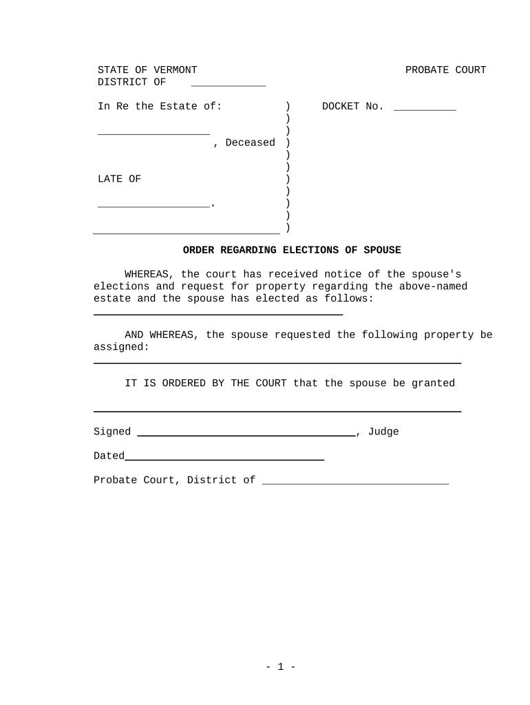 Vermont Order  Form