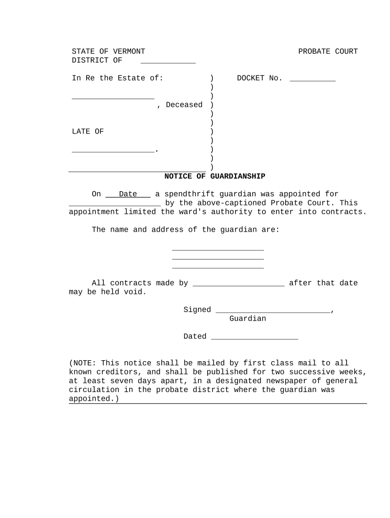 Guardianship Spendthrift  Form