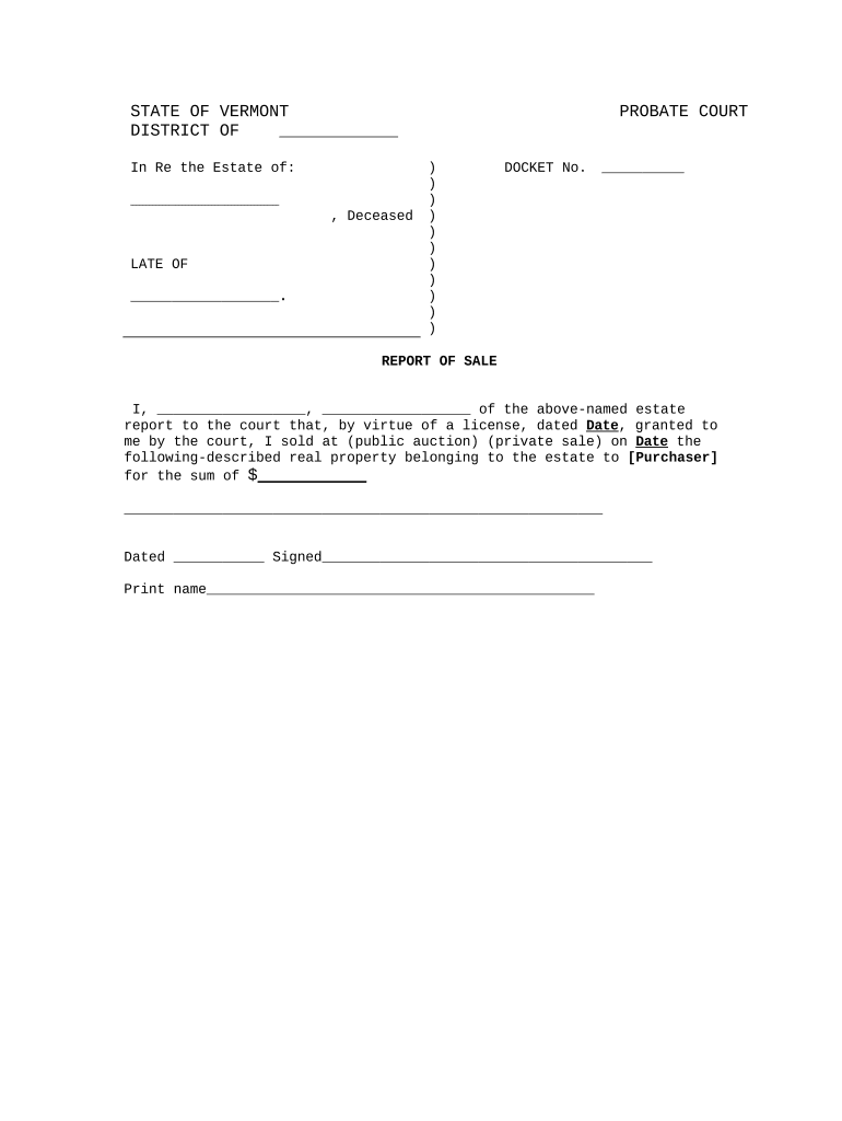 Vermont Report  Form