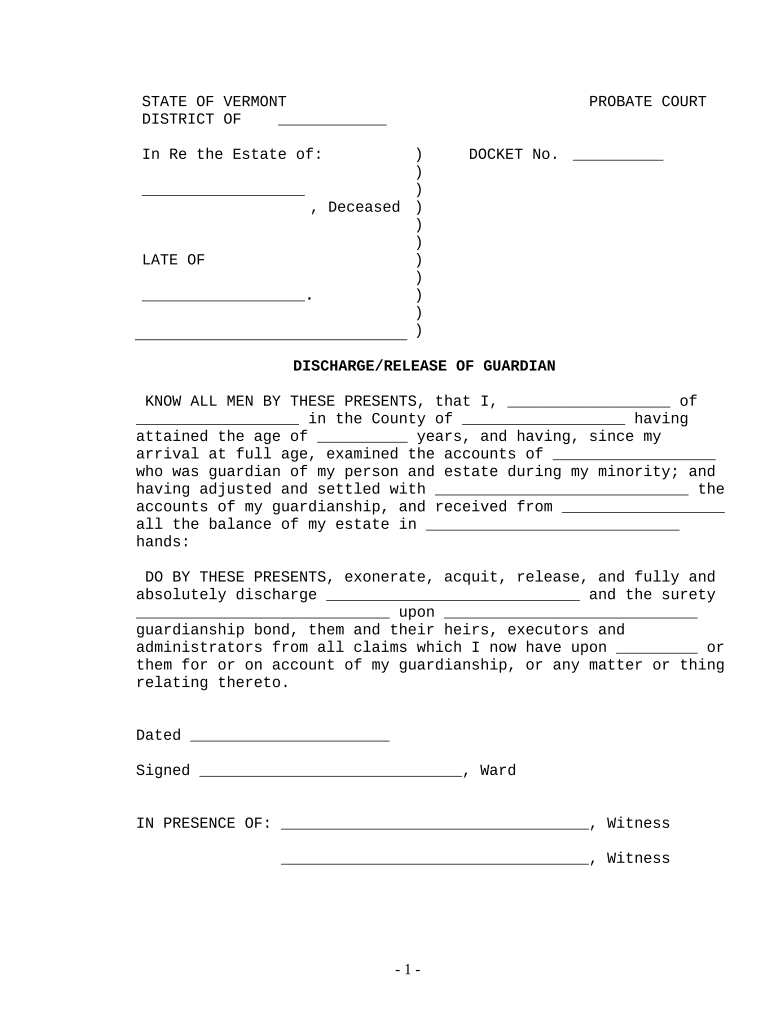 Discharge Guardian  Form