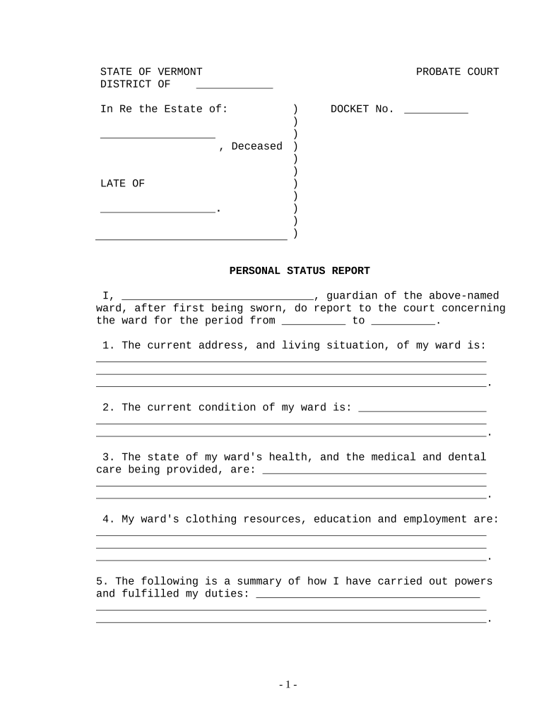 Vermont Report  Form