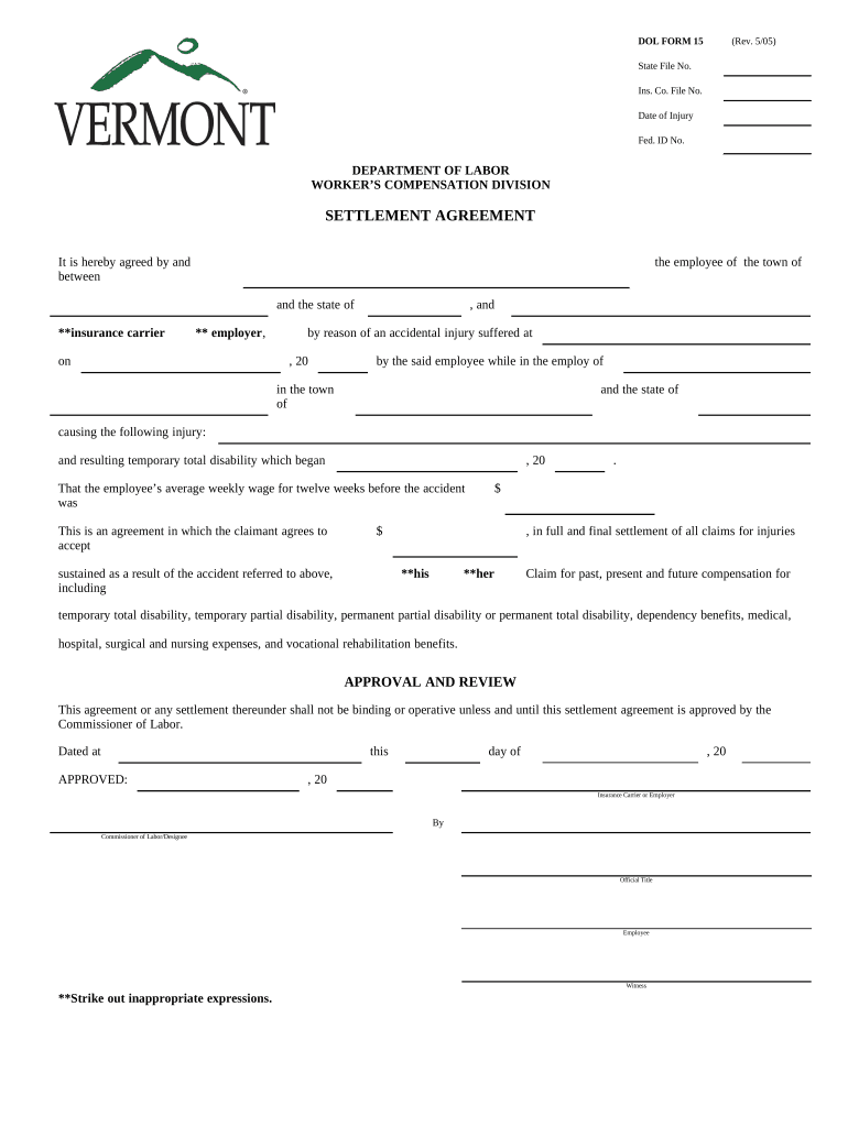Vermont Workers Compensation Form