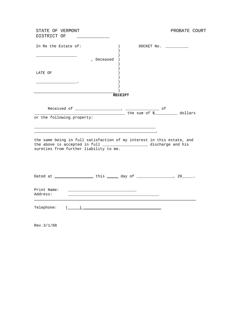 Vermont Monies  Form