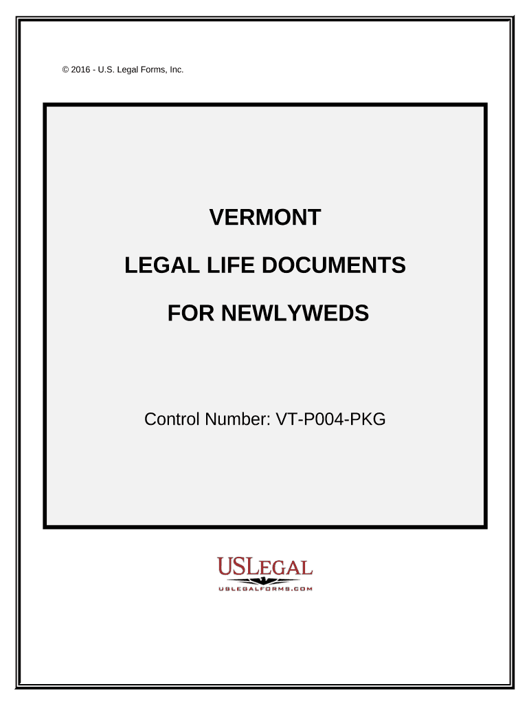 Essential Legal Life Documents for Newlyweds Vermont  Form