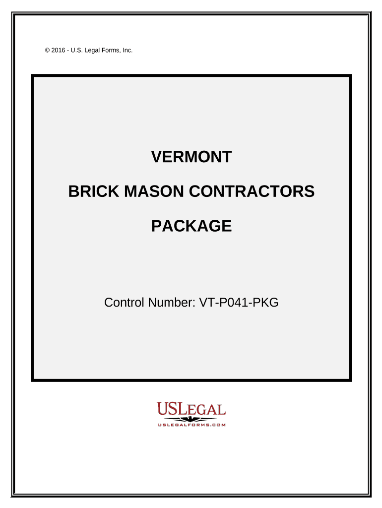 Brick Mason Contractor Package Vermont  Form