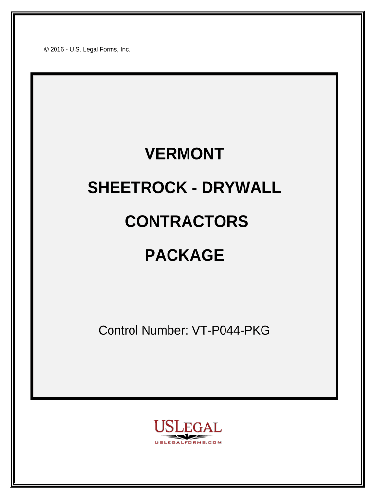 Sheetrock Drywall Contractor Package Vermont  Form
