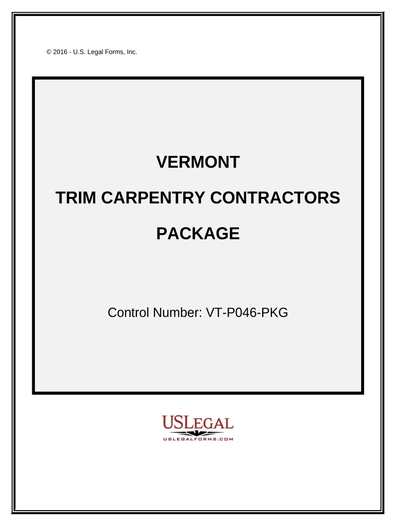 Trim Carpentry Contractor Package Vermont  Form