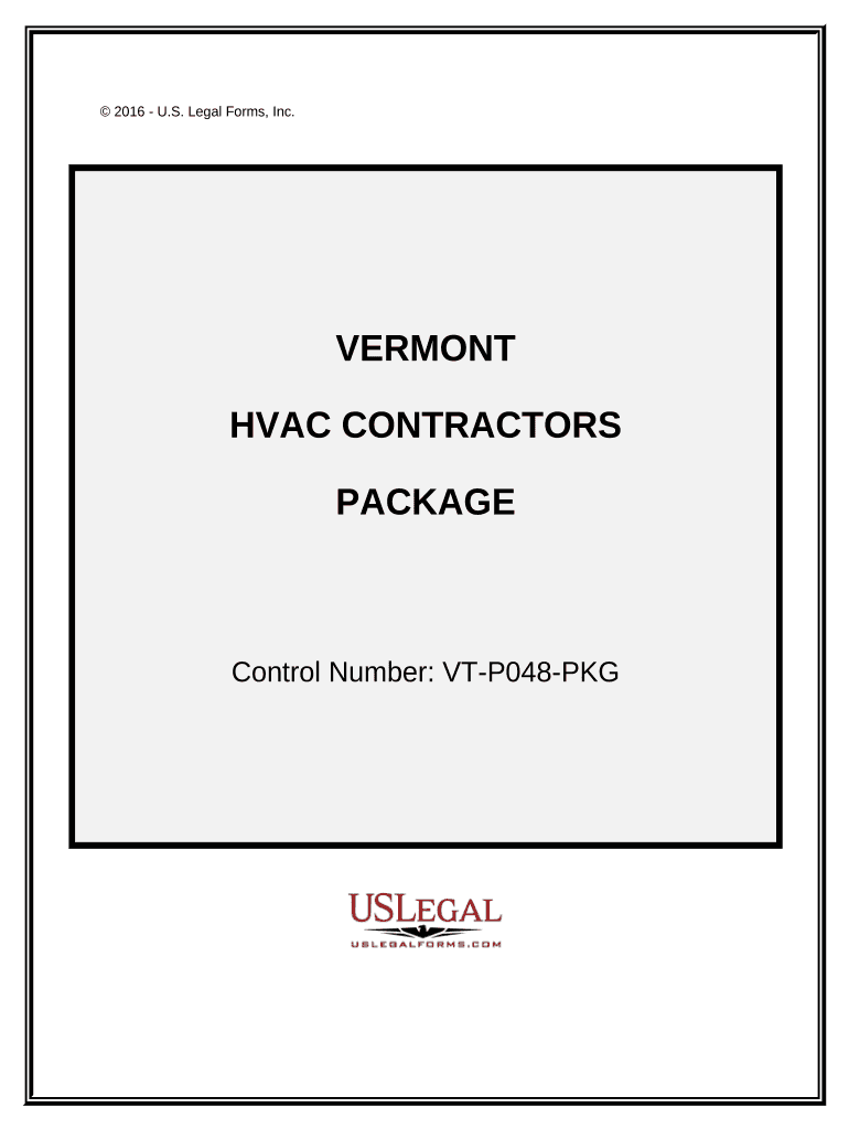 HVAC Contractor Package Vermont  Form