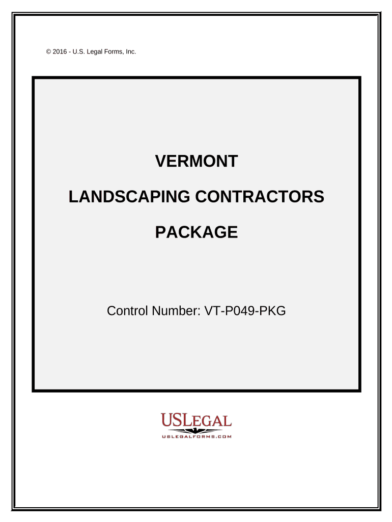 Landscaping Contractor Package Vermont  Form