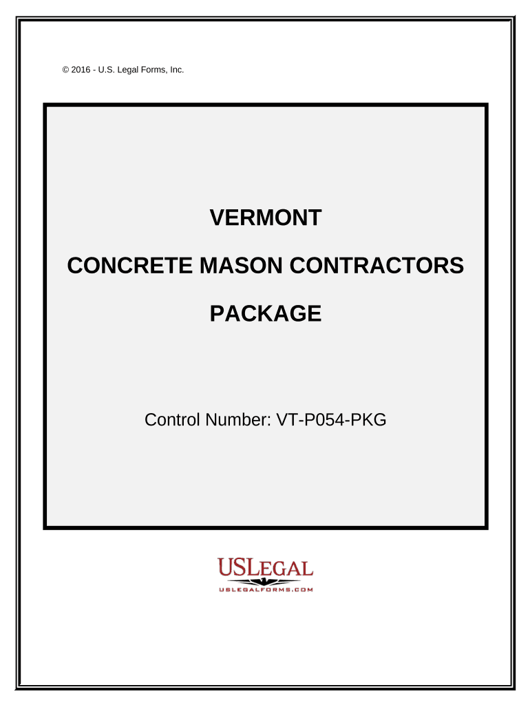Concrete Mason Contractor Package Vermont  Form