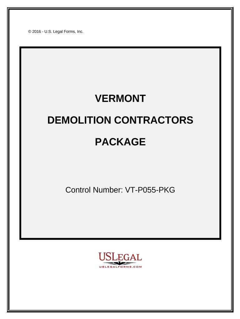 Demolition Contractor Package Vermont  Form