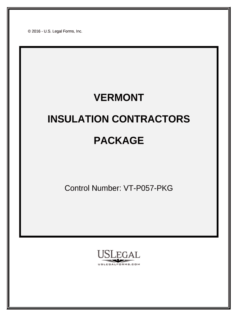Insulation Contractor Package Vermont  Form