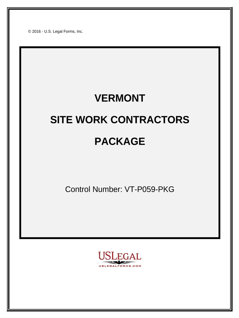 Site Work Contractor Package Vermont  Form